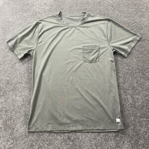 Vuori Tradewind Performance Pocket Tee L Heather Green Moisture Wicking Shirt